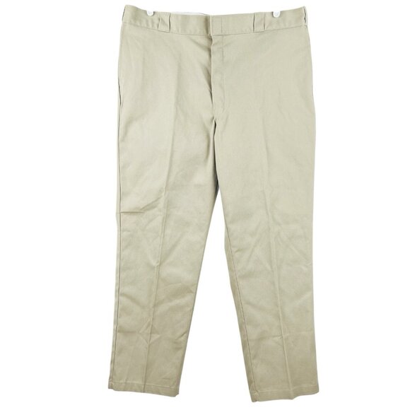 Dickies Men's 874 Original Fit Tan Pants Size 42x32 Flat Front Straight Leg - Picture 1 of 11